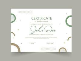 Certificate Of Achievement Template Design In White Color. vector