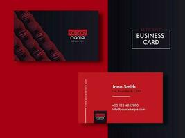 Elegant Business Card Design With Double-Sides Presentation In Red And Dark Blue Color. vector