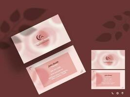 Modern Business Or Visiting Card In Pink Color With Front And Back View. vector