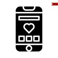 love in screen mobile phone glyph icon vector