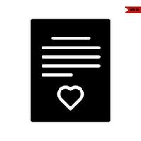 amor en papel documento glifo icono vector