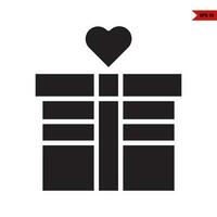 love in over gift box glyph icon vector