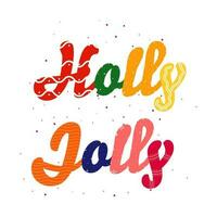 Colorful Holly Jolly Font With Red Dots On White Background. vector