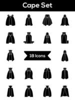 Illustration of Cape Icon Set in Flat Style. vector