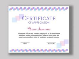 Certificate Of Appreciation Or Diploma Template Layout In White Color. vector