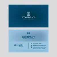 Front And Back Presentation Of Business Card Design In Blue Color. vector