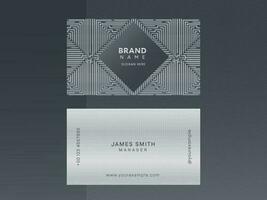 Modern Business Or Visiting Card With Geometric Pattern In Front And Back Side. vector