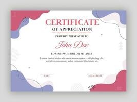 Editable Certificate Of Appreciation Template Layout With Abstract Fluid Art. vector