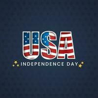 American Flag USA Font On Blue Star Pattern Background For Happy Independence Day. vector