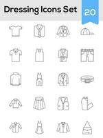 Set Of Dressing Icons Or Symbol In Stroke Style. vector