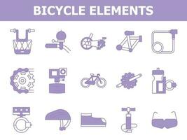 Isolated Bicycle Icon Set in Purple And White Color Flat Style. vector