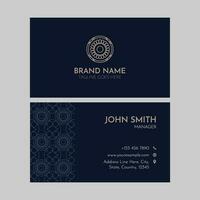 Front And Back View Of Professional Business Card In Blue Color. vector