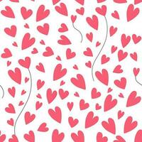 Seamless Hearts Pattern Background In Pink And White Color. vector