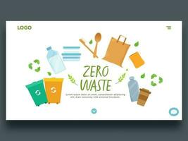 Zero Waste Concept Based Web Template Design With Eco Friendly Elements On White Background. vector