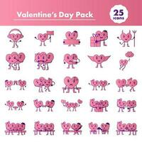 Vector Illustration Of Valentine's Day Pack In Pink And Purple Color.
