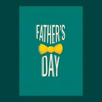 Greeting Card Or Template Design With Father's Day Text And Yellow Bow Ribbon On Green Background. vector