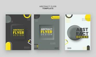 Abstract Flyer Or Template Design Collection On Gray Background. vector