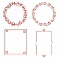 Empty Red Chinese Frame Set On White Background. vector