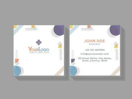 Square Business Card Design With Front And Back Presentation. vector