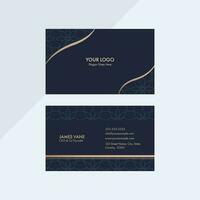 Elegant Business Card Template With Double-Sides In Blue And Bronze Color. vector