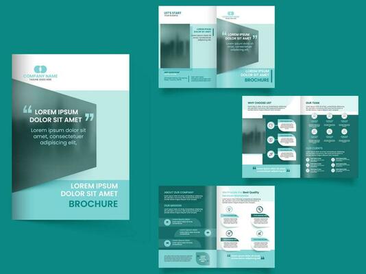 Bi-Fold Business Brochure, Flyer Layout In Front And Back View.