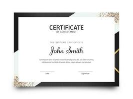 Modern Horizontal Certificate Of Achievement Template In Black And White Color. vector