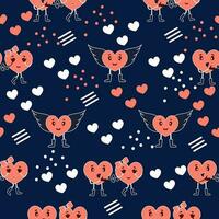 Seamless Love Theme Pattern Background In Peach And Blue Color. vector