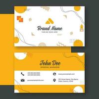 Abstract Business Cards Template In Yellow And White Color. vector