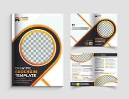 creativo bifold folleto diseño con moderno forma vector