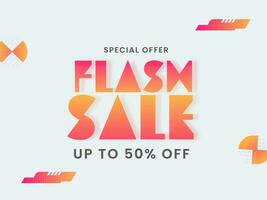 Flash Sale Poster Design With Discount Offer On Gray Background For Advertising. vector