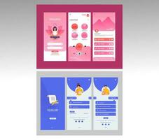 Meditation Music And Daily Work List Application Splash Screens For Mobile UI. vector