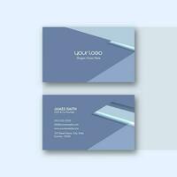 Double-Sides Business Card Template Design In Blue Color. vector