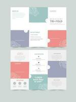 Tri-Fold Brochure Template Design In Front And Back Presentation For Business. vector