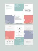 Tri-Fold Brochure Template Design In Front And Back Presentation For Business. vector