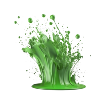 verde limo chapoteo en transparente antecedentes ,aislado limo explosión ,generativo ai png