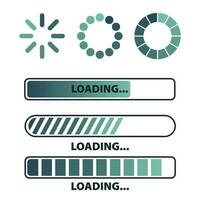 Loading process icon, loading status bar round buffer download progress and line uploading vector