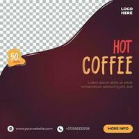 Hot coffe social media template design, Coffe social media post design vector