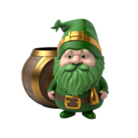 st patricks journée vert dessin animé gnome. génératif ai png