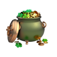 Golden Pot With Clover Leaf. png