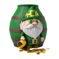 drei dimensional süß Karikatur Gold Münze st Patricks. generativ ai png