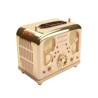 retro estilo dorado radio. generativo ai png