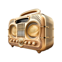 retro estilo dorado radio con transparente antecedentes. generativo ai png