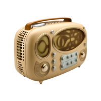 Retro Style Golden Radio With Transparent Background. png