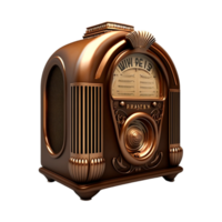Retro Style Golden Radio With Transparent Background. png