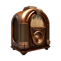 retro Stil golden Radio mit transparent Hintergrund. generativ ai png