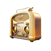 Retro Style Golden Radio. png