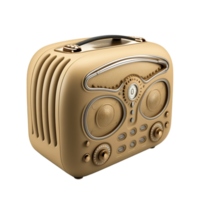 retro Stil golden Radio mit transparent Hintergrund, generativ ai png