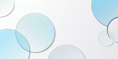 Minimal 3D product display background with blue glass blue transparent disk in top view. vector