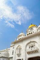 View of details of architecture inside Golden Temple - Harmandir Sahib in Amritsar, Punjab, India, Famous indian sikh landmark, Golden Temple, the main sanctuary of Sikhs in Amritsar, India photo