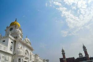 View of details of architecture inside Golden Temple - Harmandir Sahib in Amritsar, Punjab, India, Famous indian sikh landmark, Golden Temple, the main sanctuary of Sikhs in Amritsar, India photo